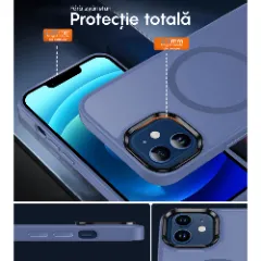 Husa MagSafe pentru iPhone 11, CASEY STUDIOS, de Protectie, Slim, pentru Incarcare Wireless, Margini Ridicate pentru Protectia Ecranului si a Camerelor Yuenfeng Blue