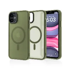 Husa MagSafe pentru iPhone 11, CASEY STUDIOS, de Protectie, Slim, pentru Incarcare Wireless, Margini Ridicate pentru Protectia Ecranului si a Camerelor Green 