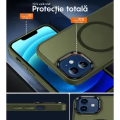 Husa MagSafe pentru iPhone 11, CASEY STUDIOS, de Protectie, Slim, pentru Incarcare Wireless, Margini Ridicate pentru Protectia Ecranului si a Camerelor Green