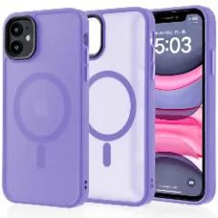 Husa MagSafe pentru iPhone 11, CASEY STUDIOS, de Protectie, Slim, pentru Incarcare Wireless, Margini Ridicate pentru Protectia Ecranului si a Camerelor Light Purple 