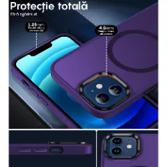Husa MagSafe pentru iPhone 11, CASEY STUDIOS, de Protectie, Slim, pentru Incarcare Wireless, Margini Ridicate pentru Protectia Ecranului si a Camerelor Dark Purple