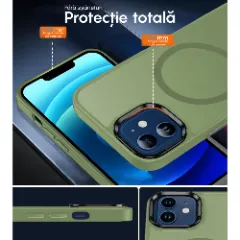 Husa MagSafe pentru iPhone 11, CASEY STUDIOS, de Protectie, Slim, pentru Incarcare Wireless, Margini Ridicate pentru Protectia Ecranului si a Camerelor verde deschis