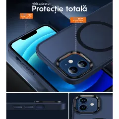 Husa MagSafe pentru iPhone 11, CASEY STUDIOS, de Protectie, Slim, pentru Incarcare Wireless, Margini Ridicate pentru Protectia Ecranului si a Camerelor Gentleman Blue