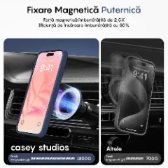 Husa MagSafe pentru iPhone 12/12 Pro, CASEY STUDIOS, de Protectie, Slim, pentru Incarcare Wireless, Margini Ridicate pentru Protectia Ecranului si a Camerelor Gentleman Blue