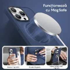 Husa MagSafe pentru iPhone 12/12 Pro, CASEY STUDIOS, de Protectie, Slim, pentru Incarcare Wireless, Margini Ridicate pentru Protectia Ecranului si a Camerelor Gentleman Blue