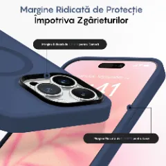 Husa MagSafe pentru iPhone 12/12 Pro, CASEY STUDIOS, de Protectie, Slim, pentru Incarcare Wireless, Margini Ridicate pentru Protectia Ecranului si a Camerelor Gentleman Blue