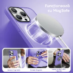 Husa MagSafe pentru iPhone 12/12 Pro, CASEY STUDIOS, de Protectie, Slim, pentru Incarcare Wireless, Margini Ridicate pentru Protectia Ecranului si a Camerelor Light Purple