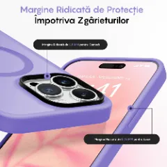 Husa MagSafe pentru iPhone 12/12 Pro, CASEY STUDIOS, de Protectie, Slim, pentru Incarcare Wireless, Margini Ridicate pentru Protectia Ecranului si a Camerelor Light Purple