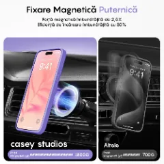 Husa MagSafe pentru iPhone 12/12 Pro, CASEY STUDIOS, de Protectie, Slim, pentru Incarcare Wireless, Margini Ridicate pentru Protectia Ecranului si a Camerelor Light Purple