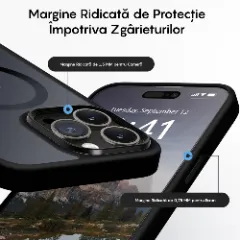 Husa MagSafe pentru iPhone 12/12 Pro, CASEY STUDIOS, de Protectie, Slim, pentru Incarcare Wireless, Margini Ridicate pentru Protectia Ecranului si a Camerelor Black