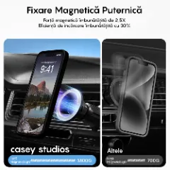 Husa MagSafe pentru iPhone 12/12 Pro, CASEY STUDIOS, de Protectie, Slim, pentru Incarcare Wireless, Margini Ridicate pentru Protectia Ecranului si a Camerelor Black