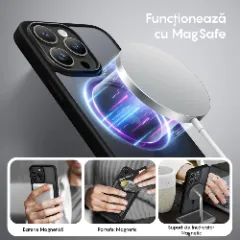 Husa MagSafe pentru iPhone 12/12 Pro, CASEY STUDIOS, de Protectie, Slim, pentru Incarcare Wireless, Margini Ridicate pentru Protectia Ecranului si a Camerelor Black