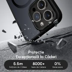 Husa MagSafe pentru iPhone 12/12 Pro, CASEY STUDIOS, de Protectie, Slim, pentru Incarcare Wireless, Margini Ridicate pentru Protectia Ecranului si a Camerelor Black