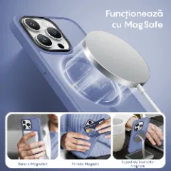 Husa MagSafe pentru iPhone 12/12 Pro, CASEY STUDIOS, de Protectie, Slim, pentru Incarcare Wireless, Margini Ridicate pentru Protectia Ecranului si a Camerelor Yuenfeng Blue