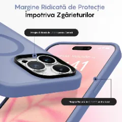 Husa MagSafe pentru iPhone 12/12 Pro, CASEY STUDIOS, de Protectie, Slim, pentru Incarcare Wireless, Margini Ridicate pentru Protectia Ecranului si a Camerelor Yuenfeng Blue