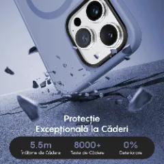 Husa MagSafe pentru iPhone 12/12 Pro, CASEY STUDIOS, de Protectie, Slim, pentru Incarcare Wireless, Margini Ridicate pentru Protectia Ecranului si a Camerelor Yuenfeng Blue