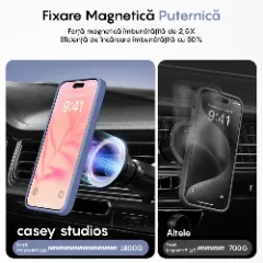 Husa MagSafe pentru iPhone 12/12 Pro, CASEY STUDIOS, de Protectie, Slim, pentru Incarcare Wireless, Margini Ridicate pentru Protectia Ecranului si a Camerelor Yuenfeng Blue