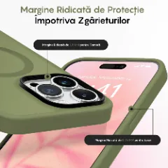 Husa MagSafe pentru iPhone 12/12 Pro, CASEY STUDIOS, de Protectie, Slim, pentru Incarcare Wireless, Margini Ridicate pentru Protectia Ecranului si a Camerelor Green