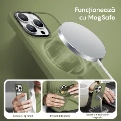 Husa MagSafe pentru iPhone 12/12 Pro, CASEY STUDIOS, de Protectie, Slim, pentru Incarcare Wireless, Margini Ridicate pentru Protectia Ecranului si a Camerelor Green