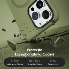 Husa MagSafe pentru iPhone 12/12 Pro, CASEY STUDIOS, de Protectie, Slim, pentru Incarcare Wireless, Margini Ridicate pentru Protectia Ecranului si a Camerelor Green