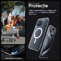 Husa MagSafe pentru iPhone 12/12 Pro, CASEY STUDIOS, de Protectie, Slim, pentru Incarcare Wireless, Margini Ridicate pentru Protectia Ecranului si a Camerelor Transparent