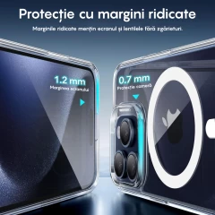 Husa MagSafe pentru iPhone 12/12 Pro, CASEY STUDIOS, de Protectie, Slim, pentru Incarcare Wireless, Margini Ridicate pentru Protectia Ecranului si a Camerelor Transparent