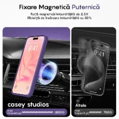 Husa MagSafe pentru iPhone 12/12 Pro, CASEY STUDIOS, de Protectie, Slim, pentru Incarcare Wireless, Margini Ridicate pentru Protectia Ecranului si a Camerelor Dark Purple