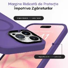 Husa MagSafe pentru iPhone 12/12 Pro, CASEY STUDIOS, de Protectie, Slim, pentru Incarcare Wireless, Margini Ridicate pentru Protectia Ecranului si a Camerelor Dark Purple