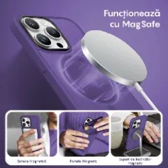 Husa MagSafe pentru iPhone 12/12 Pro, CASEY STUDIOS, de Protectie, Slim, pentru Incarcare Wireless, Margini Ridicate pentru Protectia Ecranului si a Camerelor Dark Purple