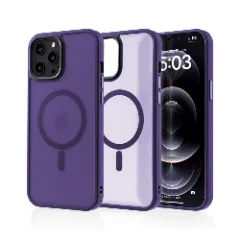 Husa MagSafe pentru iPhone 12 Pro Max, CASEY STUDIOS, de Protectie, Slim, pentru Incarcare Wireless, Margini Ridicate pentru Protectia Ecranului si a Camerelor Dark Purple 