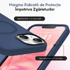 Husa MagSafe pentru iPhone 13, CASEY STUDIOS, de Protectie, Slim, pentru Incarcare Wireless, Margini Ridicate pentru Protectia Ecranului si a Camerelor Gentleman Blue