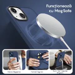 Husa MagSafe pentru iPhone 13, CASEY STUDIOS, de Protectie, Slim, pentru Incarcare Wireless, Margini Ridicate pentru Protectia Ecranului si a Camerelor Gentleman Blue