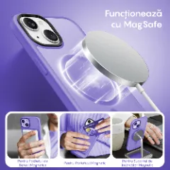 Husa MagSafe pentru iPhone 13, CASEY STUDIOS, de Protectie, Slim, pentru Incarcare Wireless, Margini Ridicate pentru Protectia Ecranului si a Camerelor Light Purple