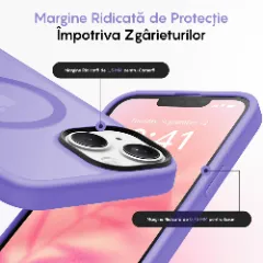 Husa MagSafe pentru iPhone 13, CASEY STUDIOS, de Protectie, Slim, pentru Incarcare Wireless, Margini Ridicate pentru Protectia Ecranului si a Camerelor Light Purple