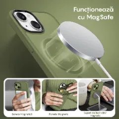 Husa MagSafe pentru iPhone 13, CASEY STUDIOS, de Protectie, Slim, pentru Incarcare Wireless, Margini Ridicate pentru Protectia Ecranului si a Camerelor Green