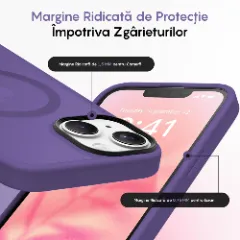 Husa MagSafe pentru iPhone 13, CASEY STUDIOS, de Protectie, Slim, pentru Incarcare Wireless, Margini Ridicate pentru Protectia Ecranului si a Camerelor Dark Purple