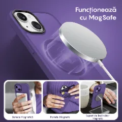 Husa MagSafe pentru iPhone 13, CASEY STUDIOS, de Protectie, Slim, pentru Incarcare Wireless, Margini Ridicate pentru Protectia Ecranului si a Camerelor Dark Purple