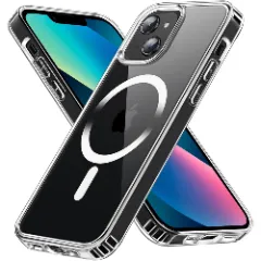 Husa MagSafe pentru iPhone 13 Mini, CASEY STUDIOS, de Protectie, Slim, pentru Incarcare Wireless, Margini Ridicate pentru Protectia Ecranului si a Camerelor Transparent 