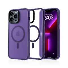 Husa MagSafe pentru iPhone 13 Pro Max, CASEY STUDIOS, de Protectie, Slim, pentru Incarcare Wireless, Margini Ridicate pentru Protectia Ecranului si a Camerelor Dark Purple