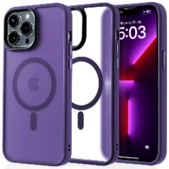 Husa MagSafe pentru iPhone 13 Pro Max, CASEY STUDIOS, de Protectie, Slim, pentru Incarcare Wireless, Margini Ridicate pentru Protectia Ecranului si a Camerelor Dark Purple