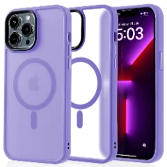 Husa MagSafe pentru iPhone 13 Pro Max, CASEY STUDIOS, de Protectie, Slim, pentru Incarcare Wireless, Margini Ridicate pentru Protectia Ecranului si a Camerelor Light Purple 