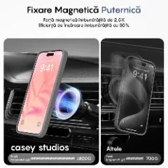 Husa MagSafe pentru iPhone 14, CASEY STUDIOS, de Protectie, Slim, pentru Incarcare Wireless, Margini Ridicate pentru Protectia Ecranului si a Camerelor Light Grey