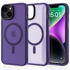 Husa MagSafe pentru iPhone 14, CASEY STUDIOS, de Protectie, Slim, pentru Incarcare Wireless, Margini Ridicate pentru Protectia Ecranului si a Camerelor Dark Purple