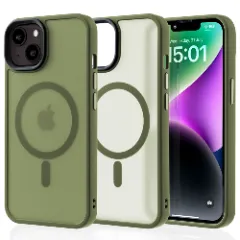 Husa MagSafe pentru iPhone 14, CASEY STUDIOS, de Protectie, Slim, pentru Incarcare Wireless, Margini Ridicate pentru Protectia Ecranului si a Camerelor Green 