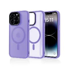 Husa MagSafe pentru iPhone 14 Pro, CASEY STUDIOS, de Protectie, Slim, pentru Incarcare Wireless, Margini Ridicate pentru Protectia Ecranului si a Camerelor Light Purple