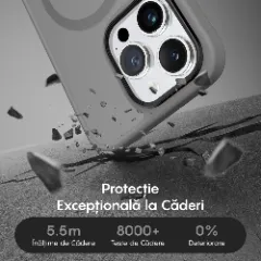 Husa MagSafe pentru iPhone 14 Pro, CASEY STUDIOS, de Protectie, Slim, pentru Incarcare Wireless, Margini Ridicate pentru Protectia Ecranului si a Camerelor Light Grey