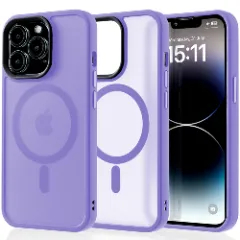 Husa MagSafe pentru iPhone 14 Pro, CASEY STUDIOS, de Protectie, Slim, pentru Incarcare Wireless, Margini Ridicate pentru Protectia Ecranului si a Camerelor Light Purple 