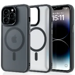 Husa MagSafe pentru iPhone 14 Pro, CASEY STUDIOS, de Protectie, Slim, pentru Incarcare Wireless, Margini Ridicate pentru Protectia Ecranului si a Camerelor Black 