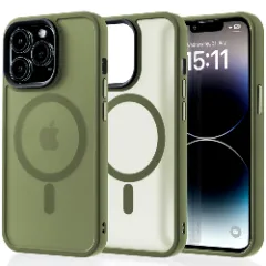 Husa MagSafe pentru iPhone 14 Pro, CASEY STUDIOS, de Protectie, Slim, pentru Incarcare Wireless, Margini Ridicate pentru Protectia Ecranului si a Camerelor Green 