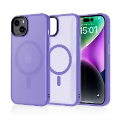 Husa MagSafe pentru iPhone 14 Plus, CASEY STUDIOS, de Protectie, Slim, pentru Incarcare Wireless, Margini Ridicate pentru Protectia Ecranului si a Camerelor Light Purple 